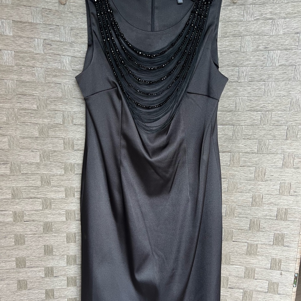 Dressbarn Black Sheath Midi Dress with Cowl Neck